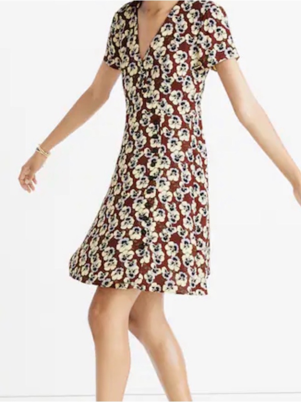 Madewell Button-Wrap Dress in Viola Floral